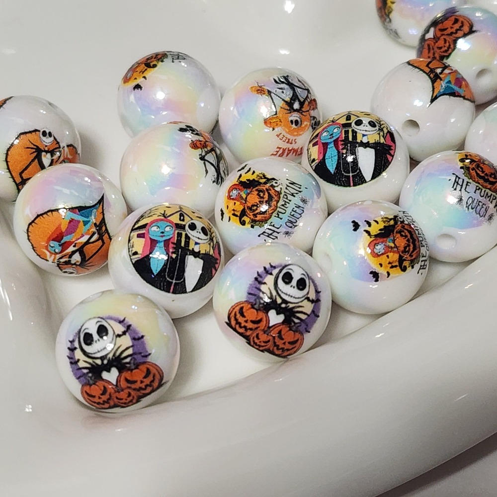 Nightmare Mix Beads 4 Pcs 16mm Acrylic Crafts Beaded Pen Jewelry Round Charms